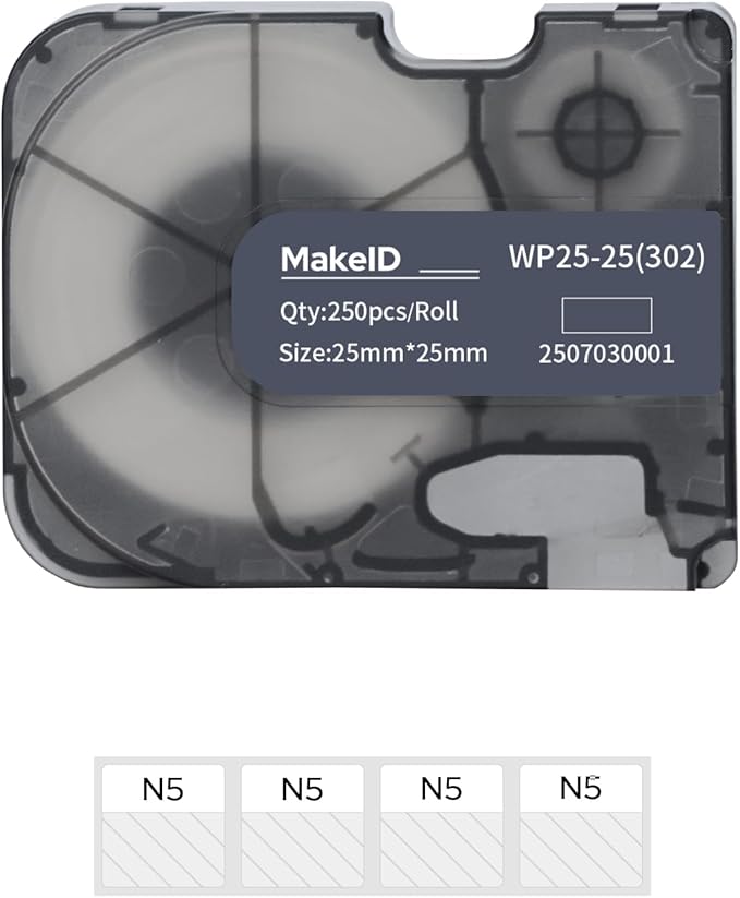 MakeID P31S&P31 Self-Laminating Wire Wrap for Electrical&Datacom Cable, Integrated PE Labels with Ribbon Cartridge for P31S&P31 Industrial Label Maker, Pre-Sized