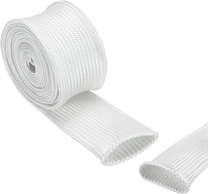 uxcell Insulation Cable Protector,25mm/0.98 Inch-2m/7 Feet High Temp Fiberglass Sleeve White