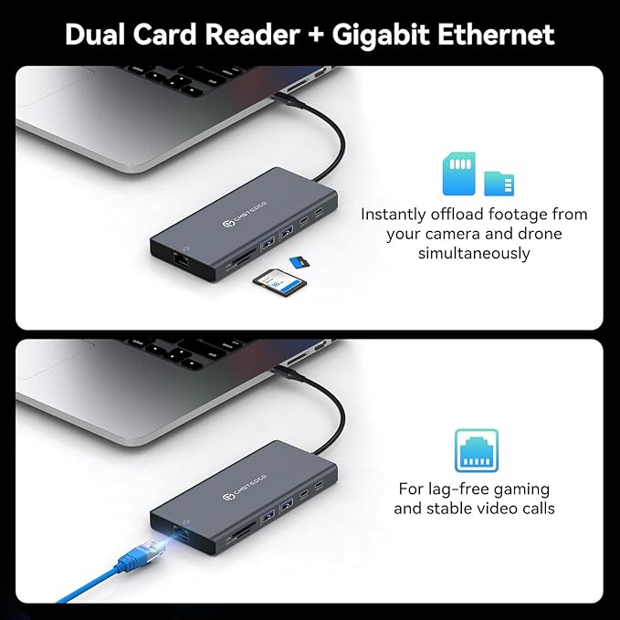 Laptop Docking Station 3 Monitors, 4K@120Hz DisplayPort 4K@60Hz HDMI 4K@60Hz USBC,12 in 1 USB C Video Output for Multiple Monitor Dock USB A 3.0, USB C 3.2 10Gbps Ports 100W PD, SD/TF