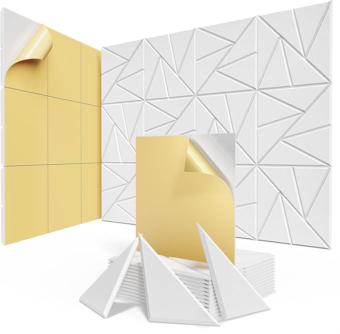 8 Pack Acoustic Panels with Self-Adhesive, 12"X 12"X 0.4"Sound Proof Foam Panels, Sound Panels High Density, Soundproof Wall Panels for Home Studio Office-White