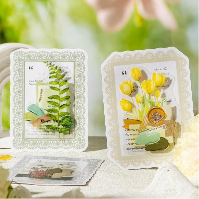 Dwpetzo 6 Assorted Watercolor Mixed Floral Leaf Collage Stickers for Journaling, 120Pcs Decorative Background PET Stickers for Scrapbooking, Junk Journal Supplies, Card Making