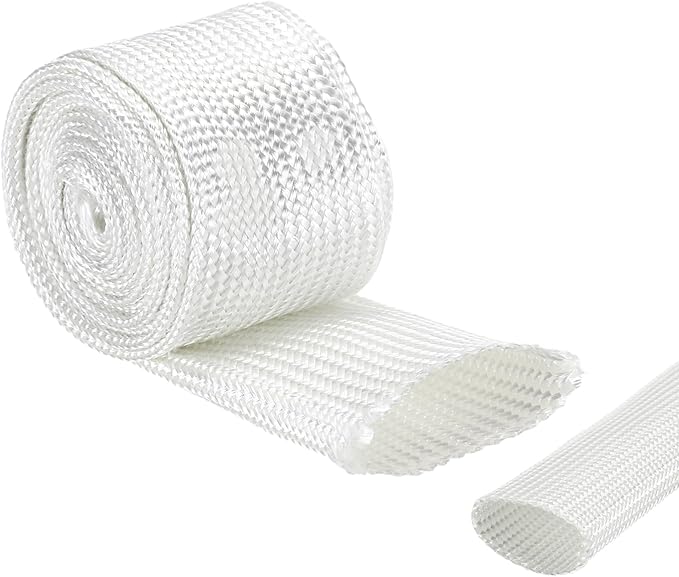 uxcell Insulation Cable Protector,28mm/1.10 Inch-2m/7 Feet High Temp Fiberglass Sleeve White