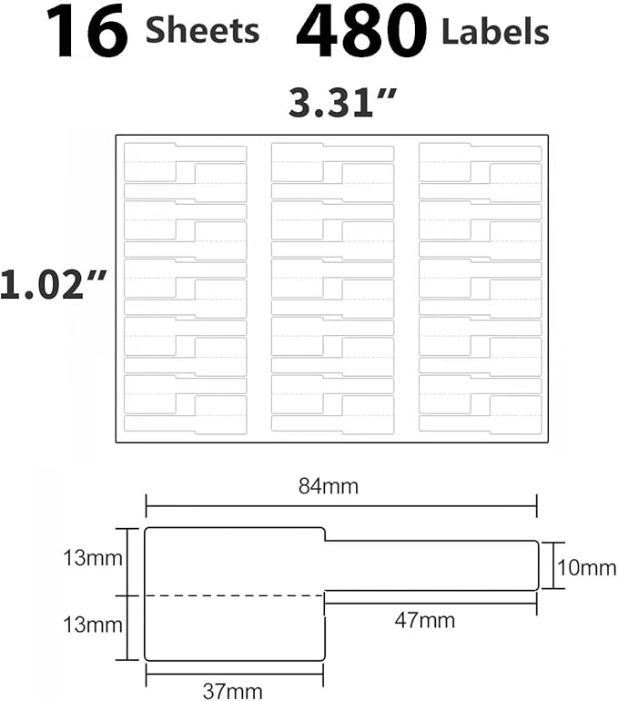 16 Sheet 480 Pcs Cable Labels - Colorful Waterproof Cord Tags for Electronics, Self-Adhesive, Tear Resistant Wire Labels
