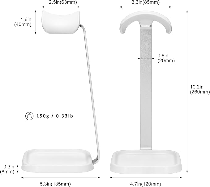 QinCoon Headphone Stand, Curved Headset Stand with Storage Tray, Gaming Headset Holder for AirPods Max, AirPods Max 2, AirPods, AirPods Pro, Beats, Bose, Sony and More (White)