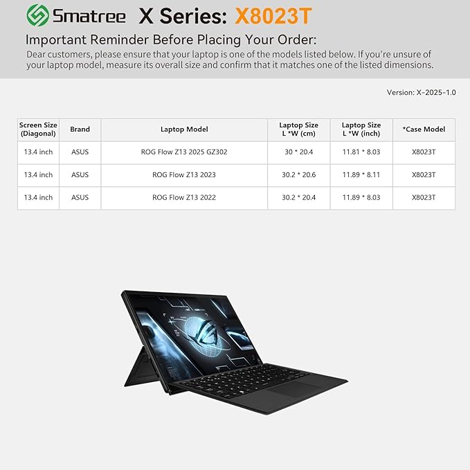 Smatree Hard EVA Protective Sleeve Case Compatible for 13.4 inch ASUS ROG Flow Z13 2025 GZ302/2023 GZ301/2022 Laptop, Anti-Shock and Waterproof Notebook Bag, Green (X8023TG)