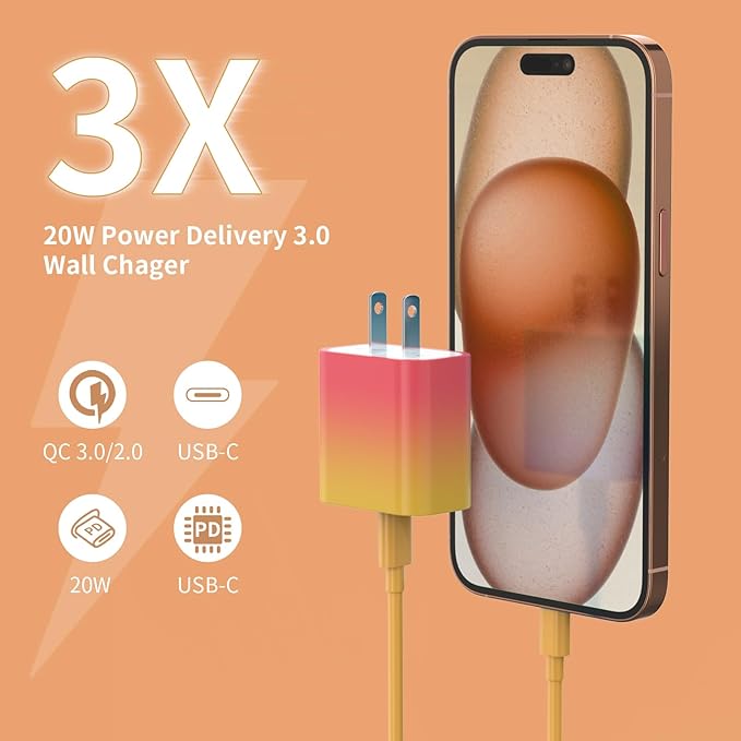 4Pack USB C Charger Block 20W, iGENJUN for Phone Fast Charger Wall Charger with PD 3.0, Compact Type C Power Adapter for Phone 16/15/14, Galaxy, Pixel, AirPods Pro