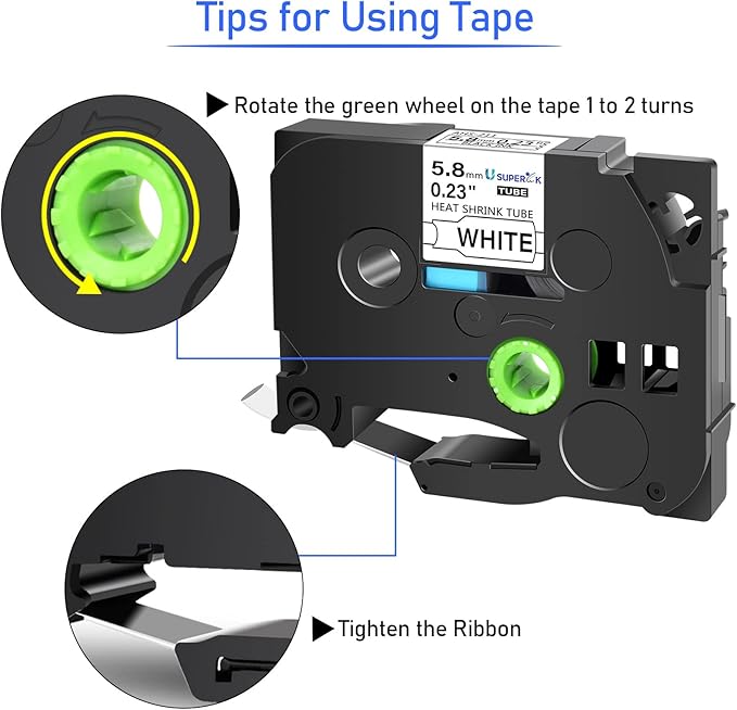 3PK HSe-211 Heat Shrink Label Compatible for Brother Ptouch Heat Shrink Tubing HSe211 HS-211 HS211 Black on White 5.8mm 0.23'' for Wire Cable for PT-E300 PT-E800W PT-H75 PT-H300 PT-H300LI