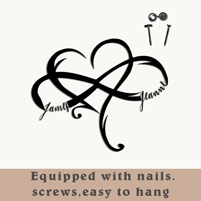Metal Decorative Signage, Personalized Infinite Heart, 12/18/24 inches, Ideal for Home Decoration and Special Occasion Gift-Giving