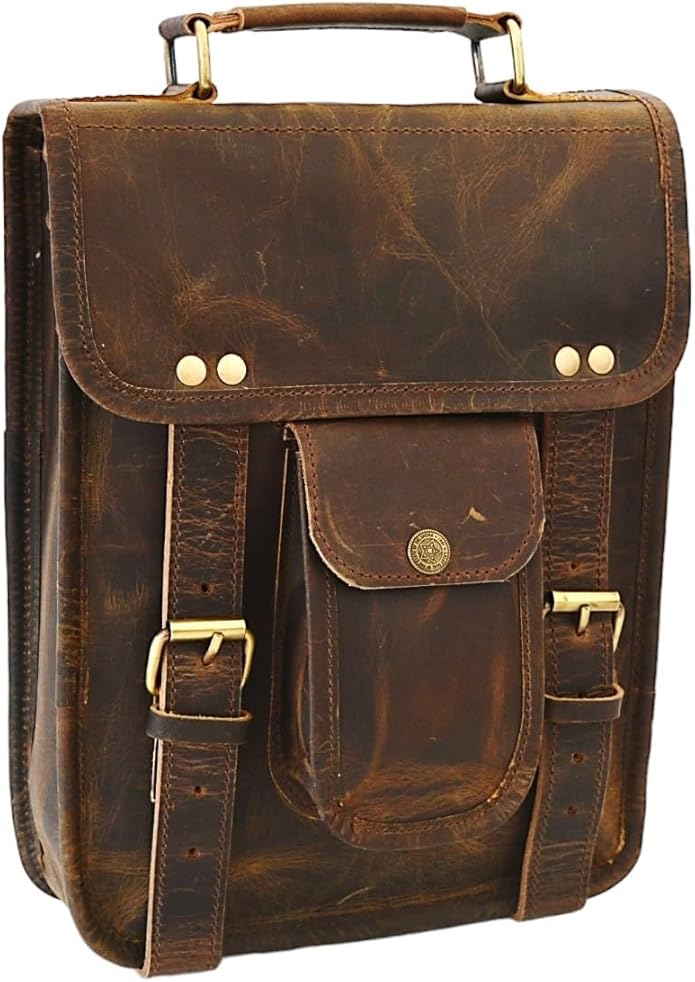 URBAN DEZIRE Men's Genuine Leather Small Briefcase Messenger Satchel Ipad Tab Tablet Bag 11 compatible with Apple product