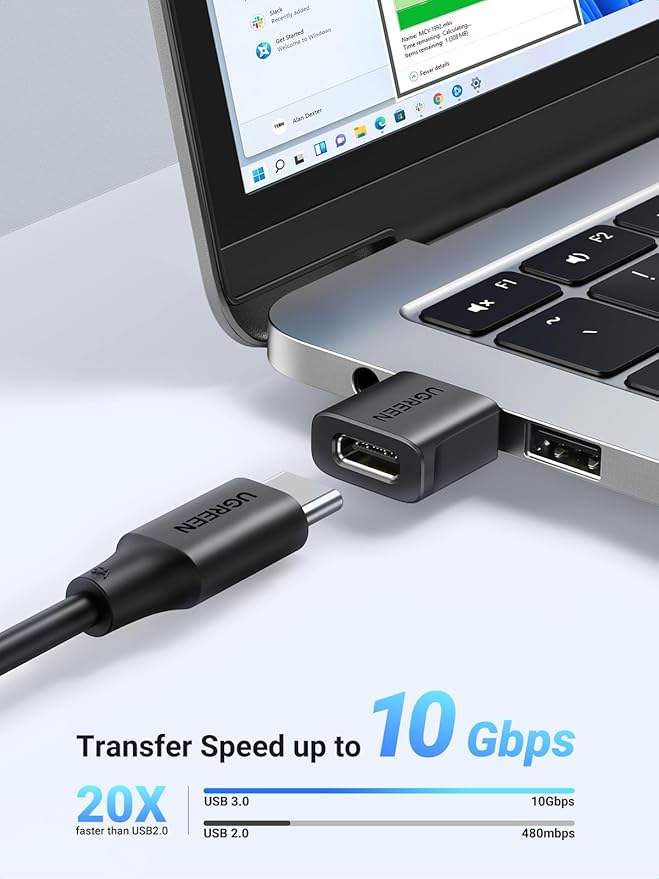 UGREEN 10Gbps USB to USB C Adapter 2Pack, USB C Female to USB 3.0 Male Adapter Type Charger Connector for iPhone 16 15 14 13,AirPods,iPad Air Mini 6 7,CarPlay,Black