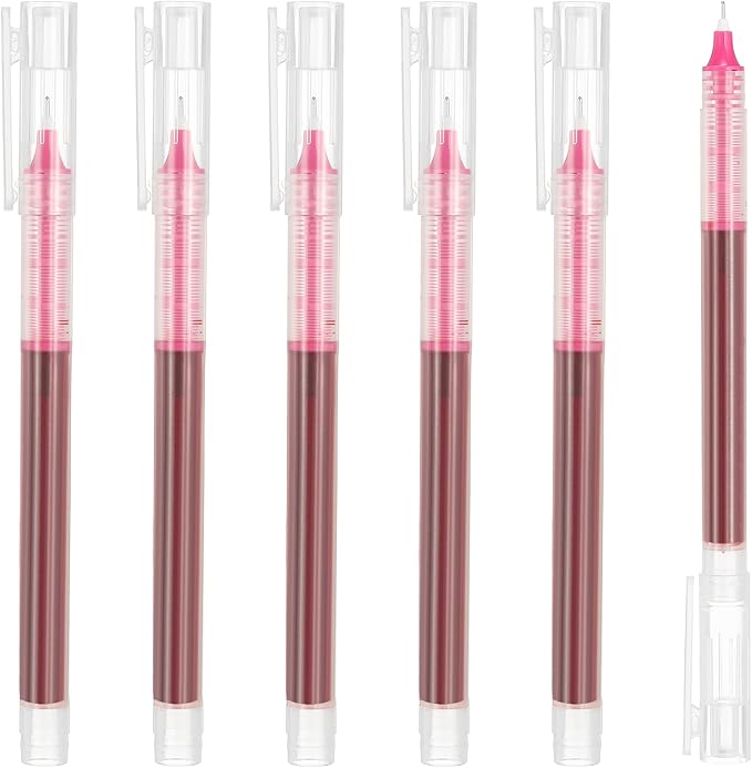 PATIKIL 6Pcs Colored Gel Ink Pens, 0.5mm Extra Fine Point Smooth Writing Japanese Quick Drying Liquid Ink Rollerball Pens for Office Stationery Classroom Teachers, Pink