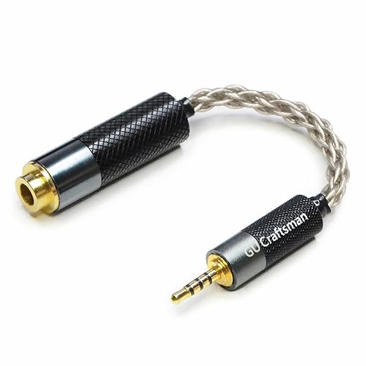GUCraftsman 2.5mm Balanced Male to 4.4mm Balanced Female Portable Headphone Adapter Cable 6N Single Crystal Silver Headphone Jack Convert Cable for Audio Players with 2.5mm Balanced Ports