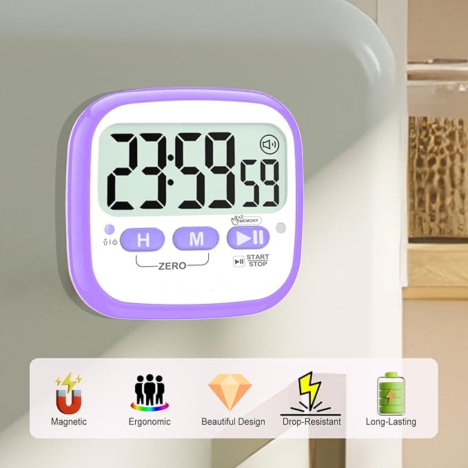 Antonki 2 Pack Classroom Timers for Kids Teachers, Magnetic Countdown Digital Kitchen Timer for Cooking, Study, Exercise, Games, Time Mangement - Loud/Silent Mode - Battery Included