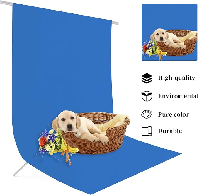 10x8 Ft Polyester Blue Photo Backdrop for Photoshoot Background for Photography Screen Video Recording Blue Screen Photo Background Streaming Video Shooting Backdrop