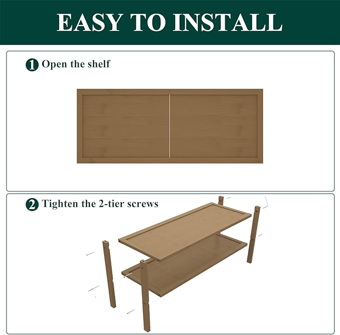 Smiry Bamboo Shoe Rack, 2 Tier Shoe Organizer for Entryway & Closet, Stackable Free Standing Storage Shelf for Shoes, Bags & Plants, Walnut