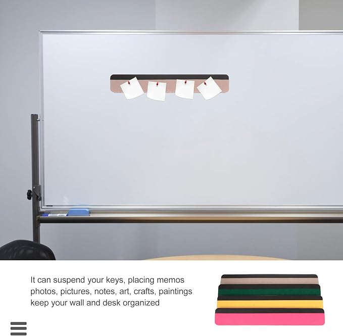 Magnetic Felt Bulletin Board Strips Set Colored Wall Memo Board Pieces Yellow Pink Green Gray for Office and Classroom Organization