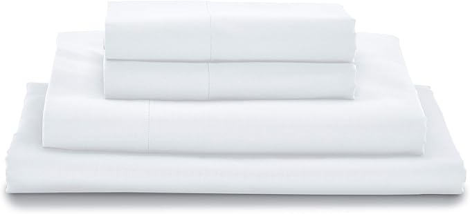 MyPillow Giza Dreams Bed Sheets, 100% Certified Giza Egyptian Cotton, Deep Pocket, Sateen Weave [Twin XL, White]