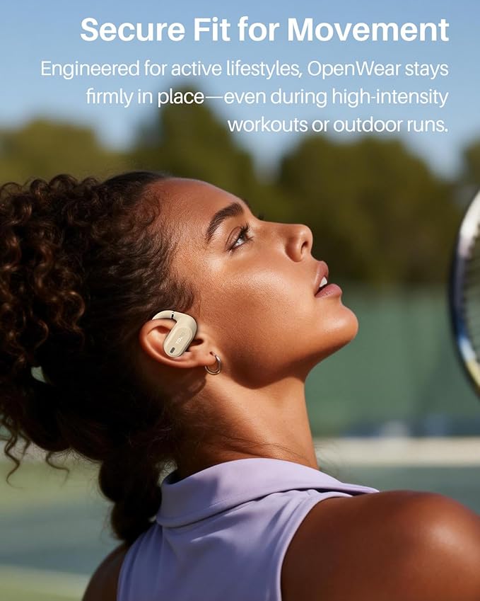 TOZO OpenWear Open Ear Headphones, Adjustable Ear Hooks, Ultra Comfort, Punchy Bass Bluetooth Headphones 5.4 with Smart Digital Display, Immersive Audio Earbuds, Stereo Bass, Fast Charging