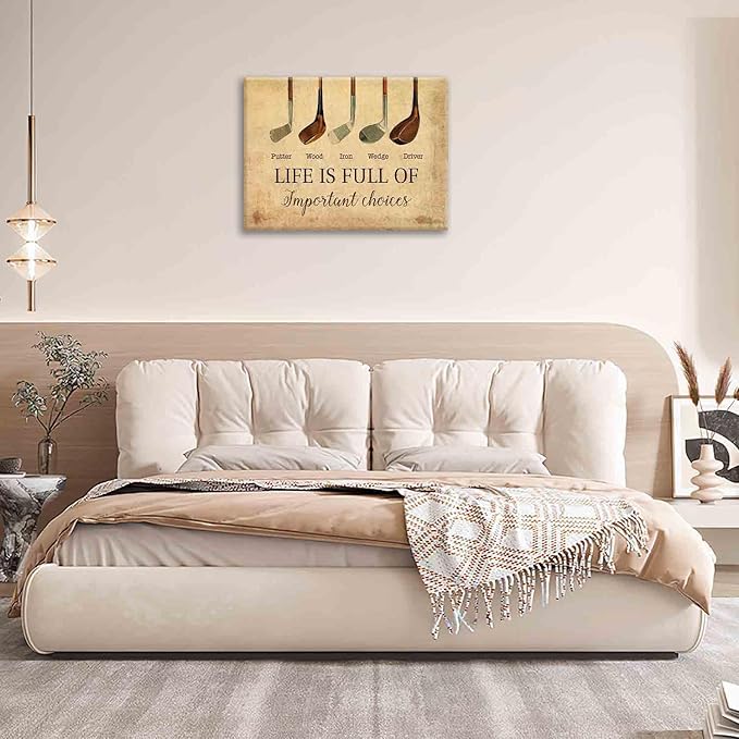 Golf Wall Art, Golf Pictures Wall Decor, Golfing Canvas Prints, Rustic Decorations Painting, Framed Artwork Office Home Decor For Bathroom Bedroom Dining Living Room 12" x 16"