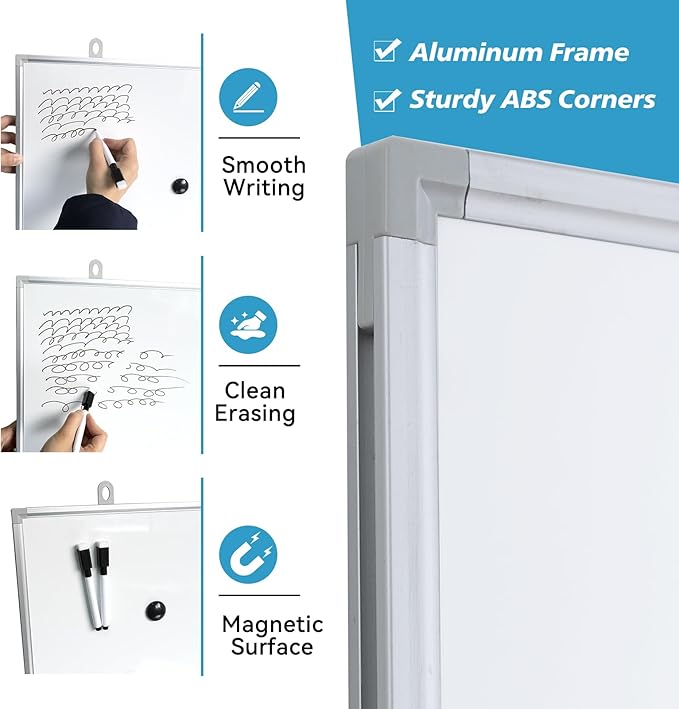 Magnetic Writeboard 36X48 Dry Erase Board Hanging & Wall Mounted Whiteboard S Aluminium Frame Message Boards for Home, School, Office, Kitchen