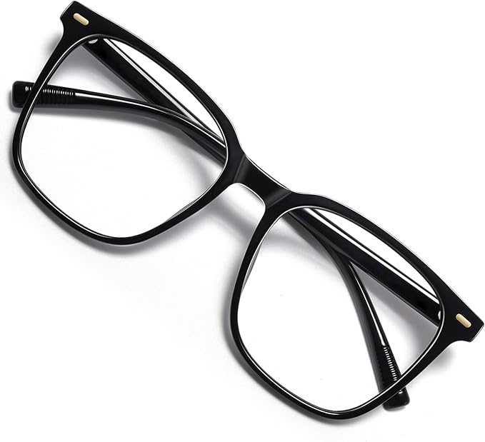 MACJERO Oversized Square Blue Light Blocking Glasses for Women Men, Anti-Fatigue Computer Monitor Gaming Glasses Reduce Eye Strain(Black)