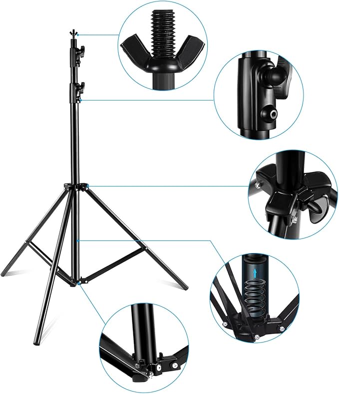 SLOW DOLPHIN Photo Video Studio Triple Crossbar 10 (W) x 8.5 (H) ft Adjustable Photography Backdrop Background Support Stands, with Mounting Bracket and 6 Pcs Spring Clamp, Carry Bag