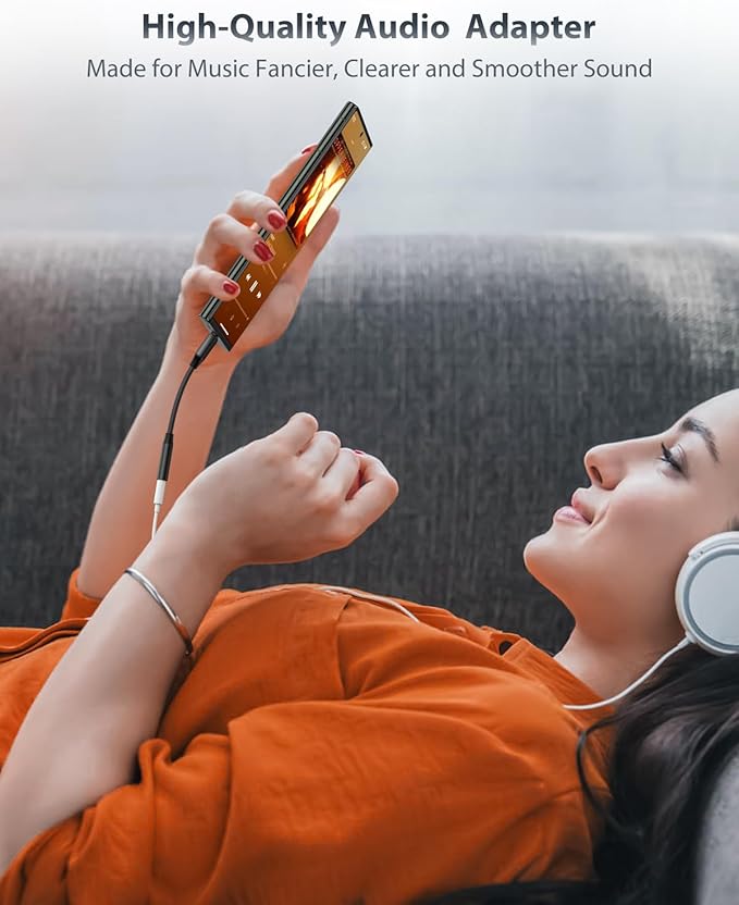 Stouchi USB C to 3.5mm Dongle Adapter, Type C Headphone Audio Jack Cable Cord Hi-Fi DAC Chip for iPhone 17/16 /15, Pixel 9/8 /7/6, iPad, Samsung Galaxy S25 S24 S23 Ultra (2, Black, 0.38ft*2)