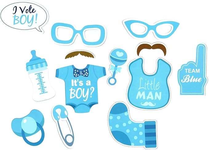 Baby Photo Booth Props Gender Reveal Party Boy or Girl Shower Birthday Party