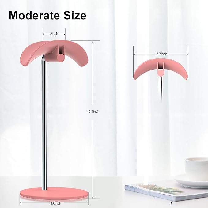 Headphone Stand, Headset Holder with Solid Base for Desk, Compatible with AirPods Max, Beats, Bose, B&O, Sony, Sennheiser, Gaming, etc (Pink)
