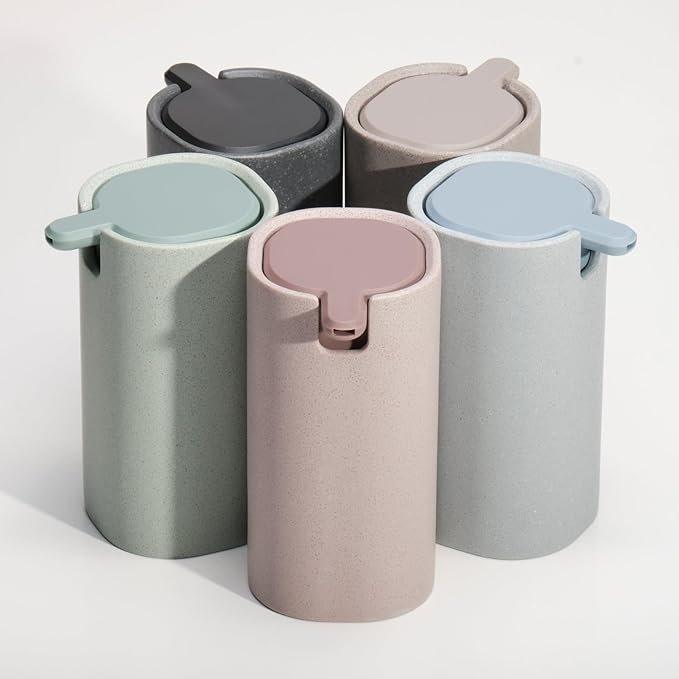 LINE+ARC Modern Easy-to-Press Soap Dispenser (Rose). No-Rust Cute Bathroom Pink Marble Kitchen Sink Ergonomic Liquid Lotion Shampoo Conditioner.