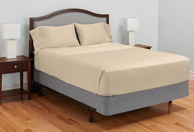 MyPillow Giza Dreams Bed Sheets, 100% Certified Giza Egyptian Cotton, Deep Pocket, Sateen Weave [Twin XL, Tan]