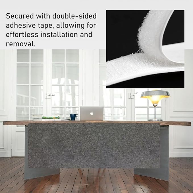 VOVCIG Under Desk Privacy Panel,59 x 19.7 inch Felt Board Modesty Panel is Suitable for Office Desk Cover Skirts, Opaque and Easy to Install
