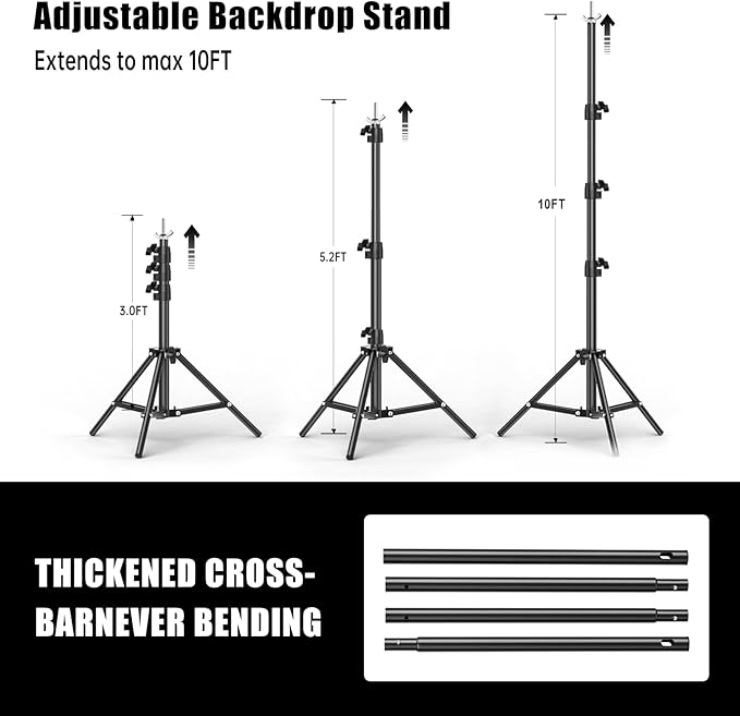 10x20FT Backdrop Support Stand for Photography，Adjustable Width & Length Backdrop Stand Background Support System Kit for Photo Video Studio Shooting, Party, Outdoor, Wedding
