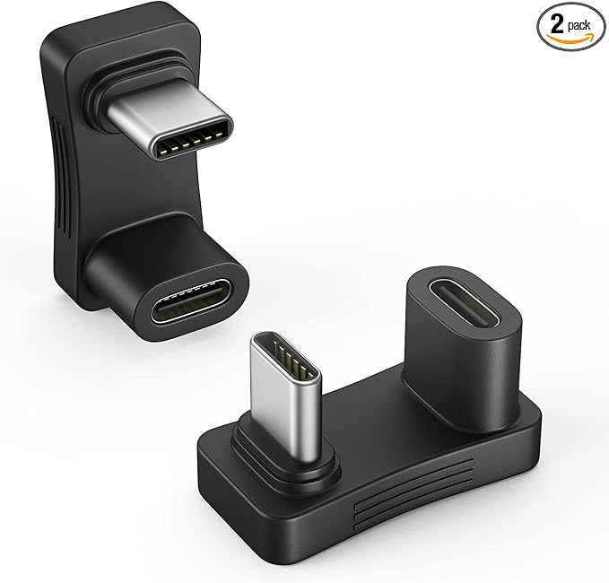 Moko 180 Degree Angle USB C Adapter 2 Pack, U Shape USB-C Adapter Connector with PD 100W/10Gbps, Type-C 180 Angle Extender for Steam Deck/Switch/iPhone 16/15 Series/Laptop/Tablet