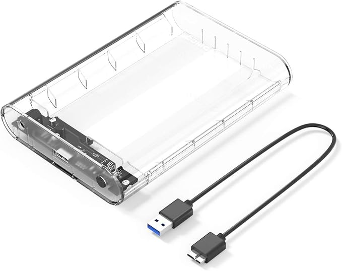 ORICO 3.5 Inch External Hard Drive Enclosure USB 3.0 to SATA 3.0 Enclosure with 12 V Adapter, Tool-Free Assembly, UASP Acceleration, Supports 16TB Max (Transparent 3139U3)