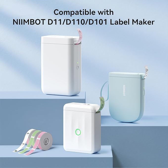 NIIMBOT Label Maker Tape for D11/D110/D101 Label Maker, 12 x 40 mm (0.47'' x 1.57'') for Home Office Labeling Tape Replacement, Blue