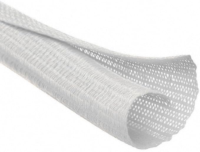 MGI SpeedWare Braided Split-Sleeve White Wire Loom for High-Temperature Automotive Harness and Home Cable Management 10 feet (1/2")