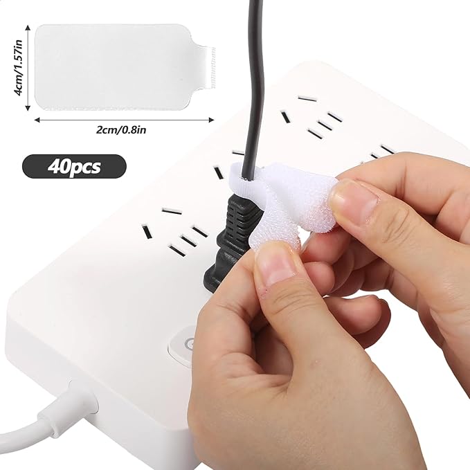 40Pcs Cable Labels, Write On Cord Labels Tags, for Organizing Wires,Electronics and Identification, Reusable with Multiple Uses (White)