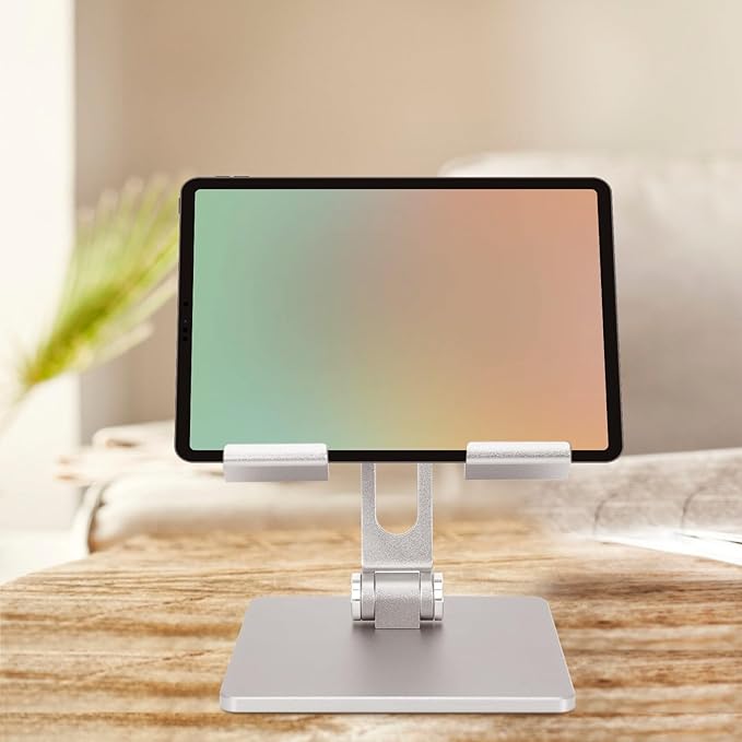 BESPORTBLE Aluminum Alloy Folding Laptop and Tablet Stand Portable Foldable Holder for Desk Use Compatible with Ipad and Notebooks Silver Gray