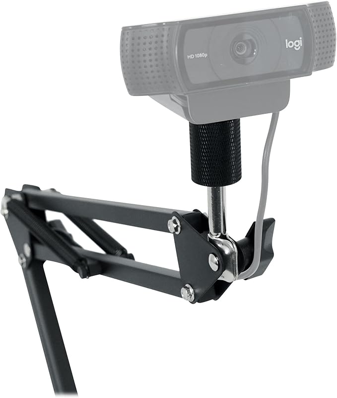 Rockville iSTAND 75 Desktop Boom Arm Stand, Mic/Phone/Tablet/Webcam Holder, Weighted Steel Base, 360-Degree Swivel, Anti-Scratch Grip, for Podcasting and Streaming