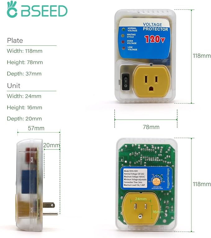 [ETL Listed] BSEED Electronic Surge Protector for Home Appliance, Voltage Protector Suit for Refrigerators and Freezers, Voltage Brownout Outlet 120V 15A 1800Watts