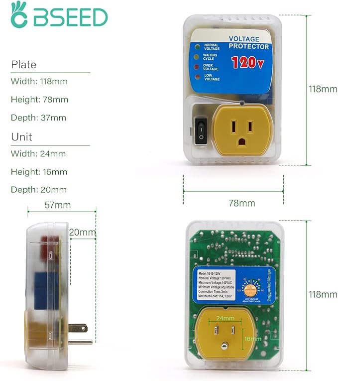 [ETL Listed] BSEED Electronic Surge Protector for Home Appliance,Voltage Protector Suit for Refrigerators and Freezers, Voltage Brownout Outlet 120V 15A,1800Watts(4 Pack)