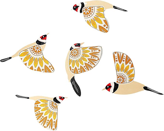 jiingekk Scandinavian Farmhouses Wooden Bird Wall Decorations 5Pcs Handcrafted Set For Home Decors Bird Enthusiast Giving