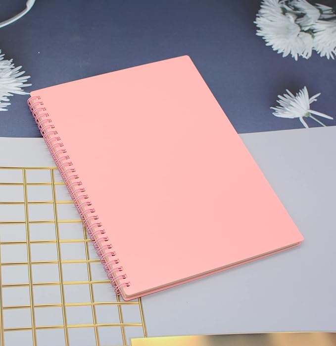 Yansanido Spiral Notebook, 4 Pcs 10.5 Inch x 7.45 Inch B5 Thick Plastic Hardcover 7mm College Ruled 4 Color 80 Sheets -160 Pages Journals for Study, Work, Travel and Notes (B5, 4 Pcs Light Color)