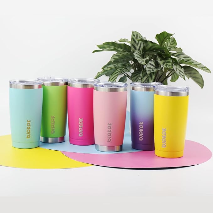 BJPKPK Purple Insulated Tumbler With Lid And Straw 20 oz Stainless Steel Tumblers Coffee Thermal Cup