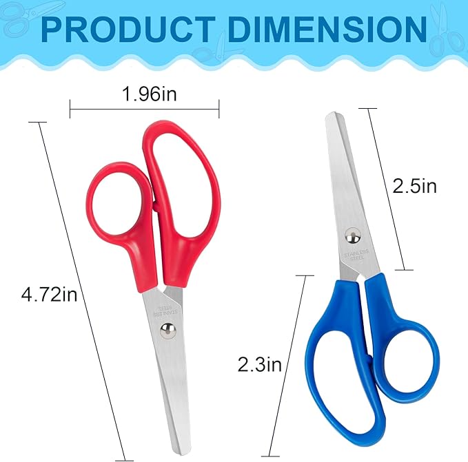 Toidgy 180 Packs Kids Scissors, 5 Inch Scissors Bulk for School, Blunt Tip Scissors for Kids Student Teacher, Safety Scissors for Preschool Classroom Office Home, School Supplies Craft Cutting Paper