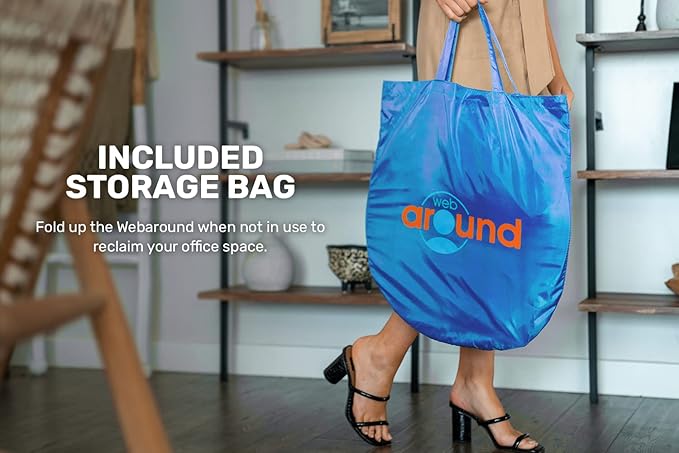 Webaround Big Shot 56" | Blue | Portable Collapsible Webcam Backdrop | Attaches to Any Chair | Wrinkle-Resistant Fabric | Ultra-Quick Setup and Takedown | Perfect for Zoom, Webex, Teams, etc.