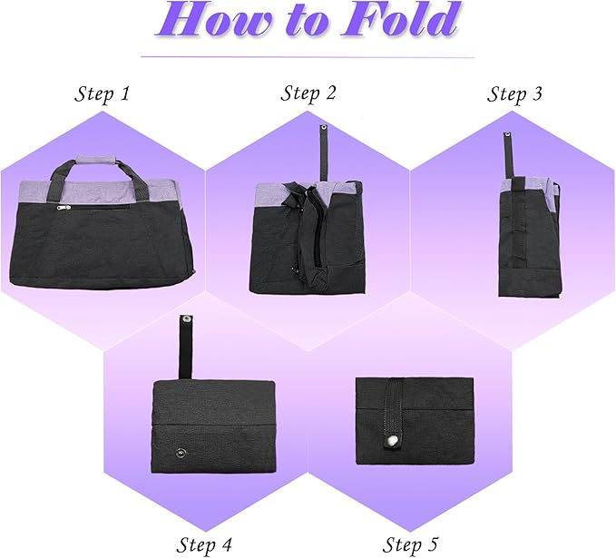 Gym Bags for Women Men with Wet & Shoe Compartment, 40L Foldable Travel Duffle Bag, Lightweight Weekender Overnight Duffel Bag for Traveling Sports Gym(Purple)