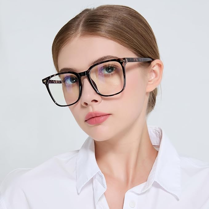 MACJERO Oversized Square Blue Light Blocking Glasses for Women Men, Anti-Fatigue Computer Monitor Gaming Glasses Reduce Eye Strain(Black Tortoise)