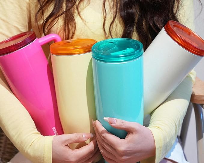 KISSKIND 40 oz Lumispin Tumbler with Handle and Hidden Straw, 100% Leak Proof Water Cup with Handle, Insulated Water Bottle for Travel, Mom, Nurse, Teacher, Student, Frosted Mint